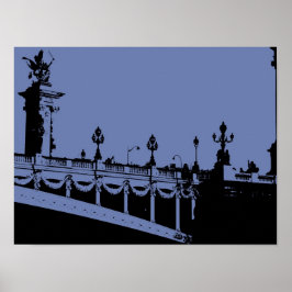 Póster Cartaz da Ponte Parisiense Azul