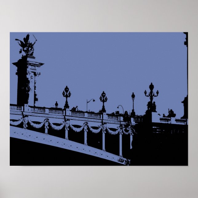 Póster Cartaz da Ponte Parisiense Azul (Frente)