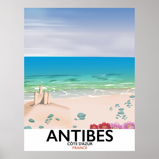 Poster Cartaz da praia de Antibes França (Frente)