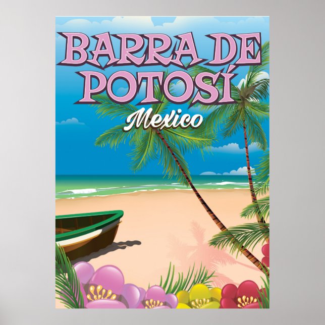 Póster Cartaz da praia de Barra de Potosí México (Frente)