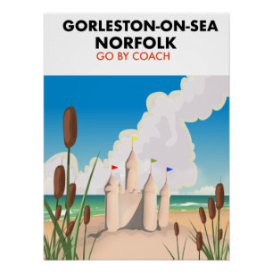 Póster Cartaz da praia de Gorleston-on-Sea Norfolk
