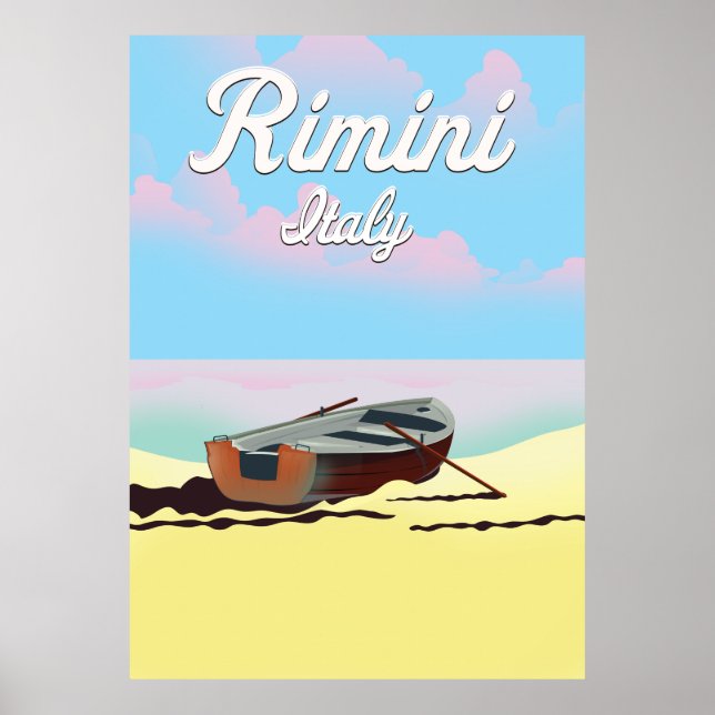 Poster Cartaz da praia de Rimini Itália (Frente)