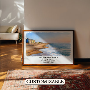 Poster Cartaz da Praia de Sandbridge Virgínia, Aquarela,