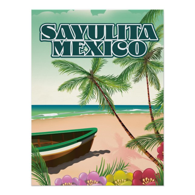 Póster Cartaz da praia de Sayulita México (Frente)