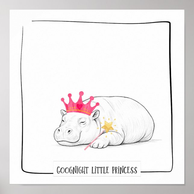 Poster Cartaz da Princesa de Hipopótamo Pigméia Bebê (Frente)