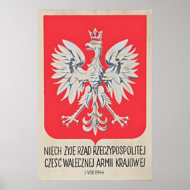 Poster Cartaz da Revolta de Varsóvia Honra e Glória à (Frente)