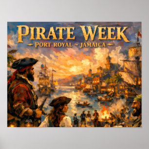 Poster cartaz da semana pirata em port royal