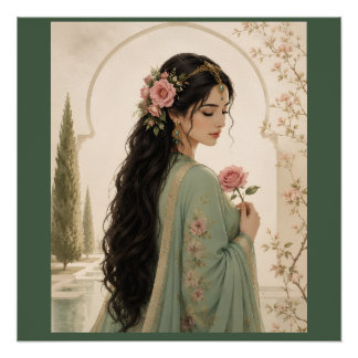 Póster Cartaz da Senhora Rosa Persa | Retrato Esmeralda E