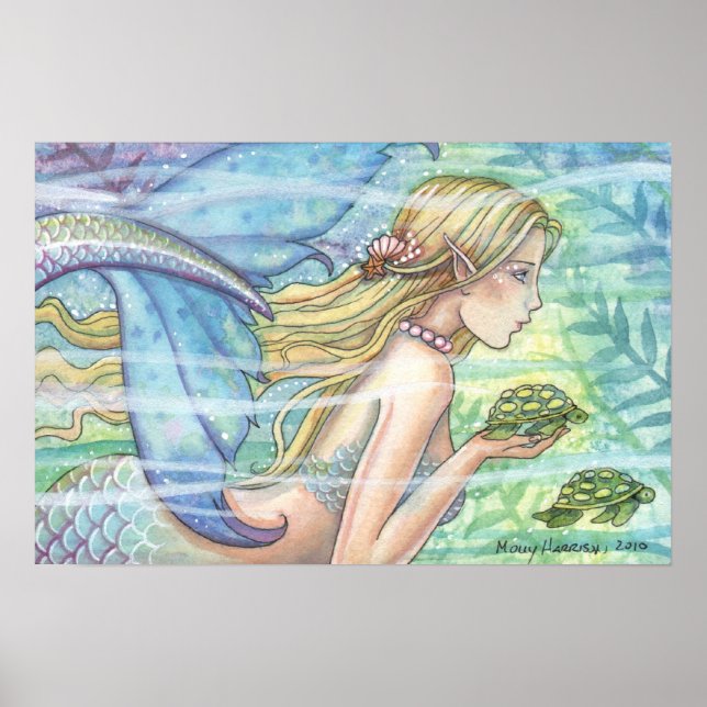 Poster Cartaz da Sereia das Tartarugas Marinhas Mágicas (Frente)