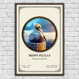 Poster Cartaz da Série de Zoologia do Pelicano Marrom