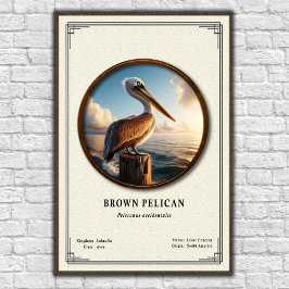Poster Cartaz da Série de Zoologia do Pelicano Marrom