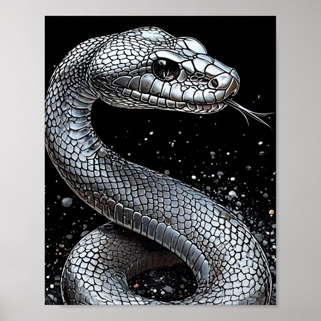 Poster Cartaz da Serpente Prateada de Luxo – Animal Estét (Frente)