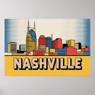 Poster Cartaz da Silhueta de Nashville – Arte Pop Tenness