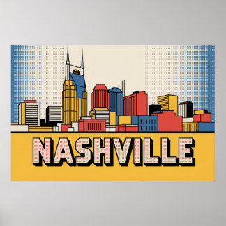Poster Cartaz da Silhueta de Nashville – Arte Pop Tenness
