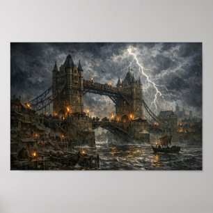 Poster Cartaz da Torre de Londres Medieval Stormbound