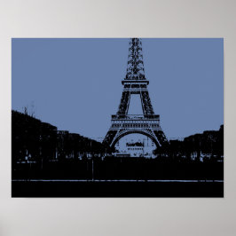 Póster Cartaz da Torre Eiffel Azul