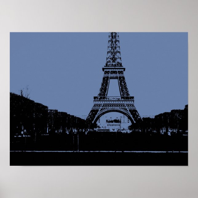 Póster Cartaz da Torre Eiffel Azul (Frente)
