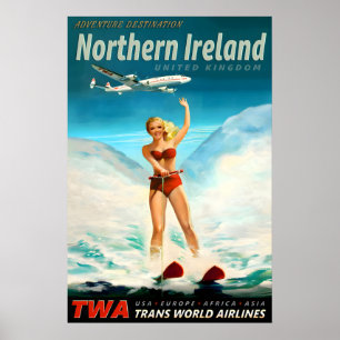 Poster Cartaz da Trans World Airlines TWA Irlanda do Nort