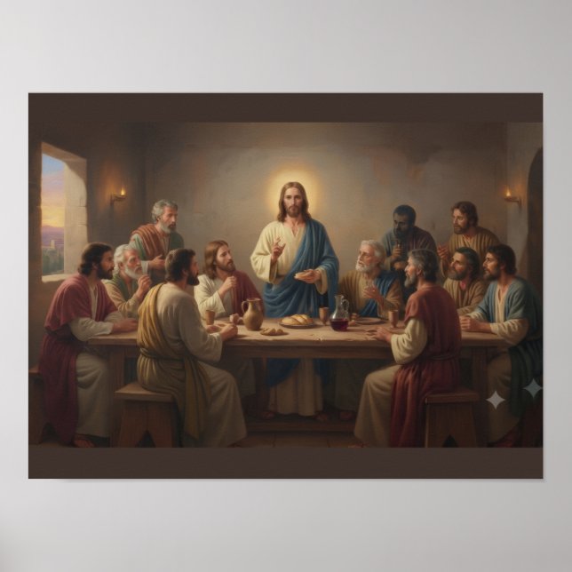 Poster Cartaz da Última Ceia – Jesus Cristo e Discípulo (Frente)