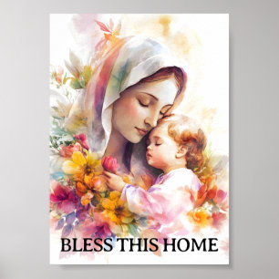 Poster Cartaz da Virgem Maria Bênção Religiosa em Casa