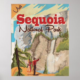Póster Cartaz das viagens vintage da sequóia