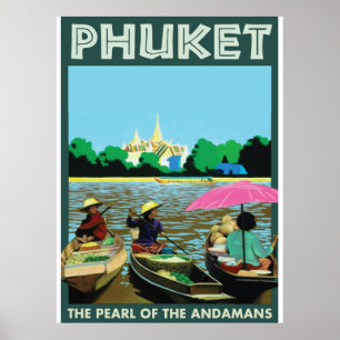 Póster Cartaz das viagens vintage de Phuket