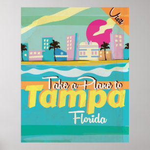 Póster Cartaz das viagens vintage de Tampa, Florida