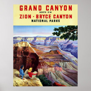 Póster Cartaz das viagens vintage do ~ do Grand Canyon