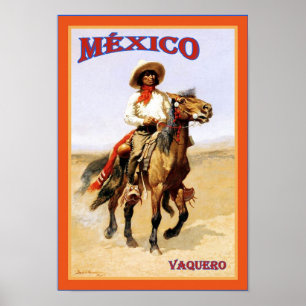 Póster Cartaz das viagens vintage do ~ do Vaquero do ~ de