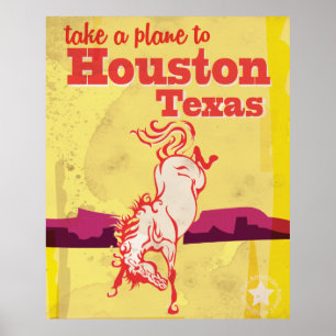 Póster Cartaz das viagens vintage do rodeio de Houston,