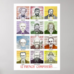 Poster Cartaz de 12 Compositores Franceses