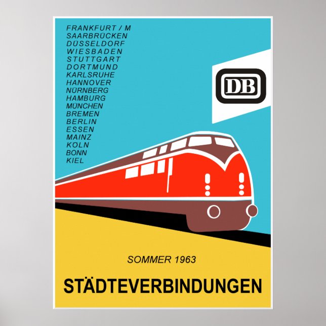 Poster Cartaz de 1963 da Ferrovia Federal Alemã (Frente)