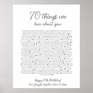 Poster cartaz de 70 coisas que amamos em você