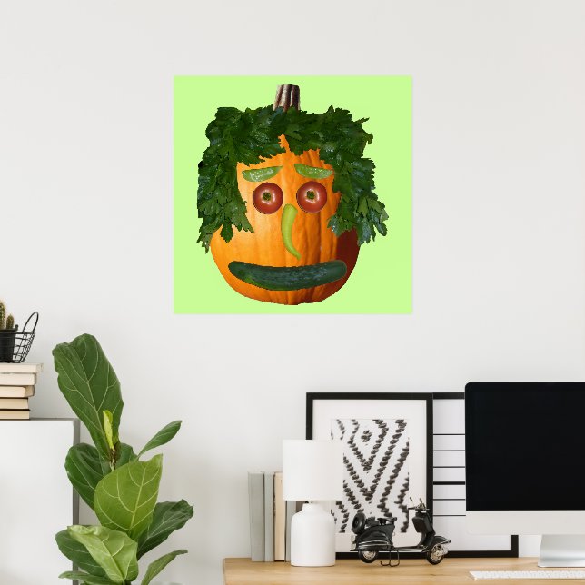 Poster Cartaz de abóbora com rosto não cortado (Escritório em casa)
