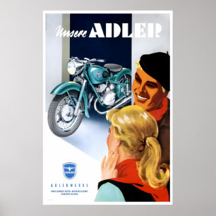 Poster Cartaz de Adler Motocicletas Arte de Moto Impressã