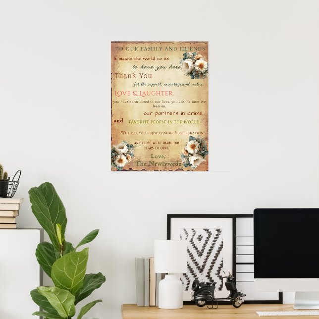 Poster Cartaz de Agradecimento da Recepção de Casamento F (Escritório em casa)