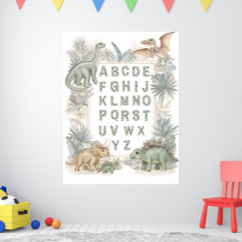 Poster Cartaz de água-forte do alfabeto de dinossauros pa