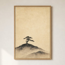 Poster Cartaz de Aguarela Ink Pine on the Ridge