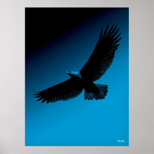 Poster Cartaz de Águia – Silhueta Preta no Céu Azul
