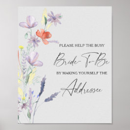 Poster Cartaz de Ajuda para a Noiva Atarefada com Floral