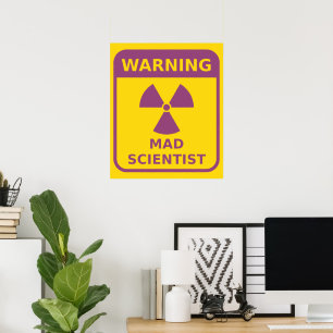 Póster Cartaz de Alerta de Cientista Louco