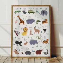 Poster Cartaz de Alfabeto ABC de Animais da Safari Decora
