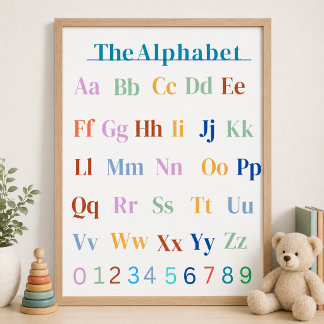 Poster Cartaz de alfabeto ABCs para sala de aula em casa