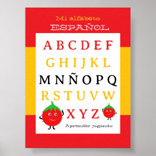 Poster Cartaz de alfabeto espanhol para crianças Tomates 