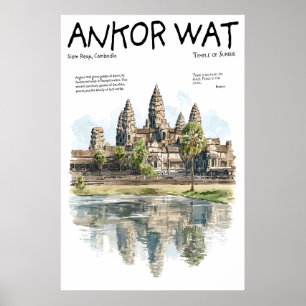 Poster Cartaz de Angkor Wat Siem Reap Camboja Templo