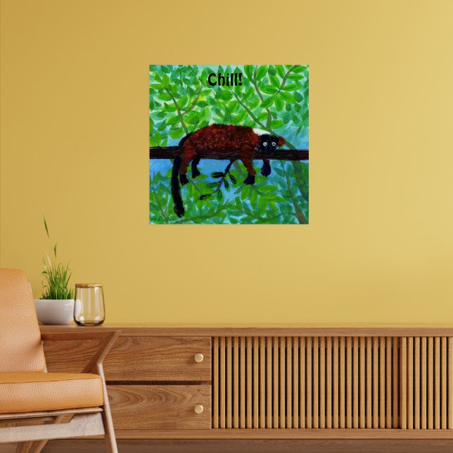 Póster Cartaz de Animal Lêmure Vermelho Relax! (Sala de Estar 2)