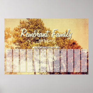 Póster Cartaz de Aniversário Arte de Bétulas do Norte