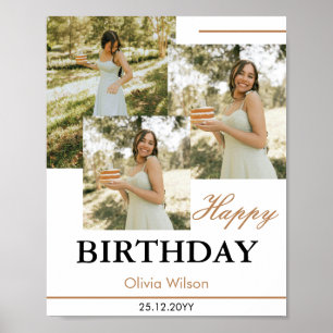 Poster Cartaz de Aniversário com Colagem de Fotos Verde B