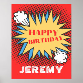 Poster Cartaz de Aniversário com Nome, Tema Super-Herói