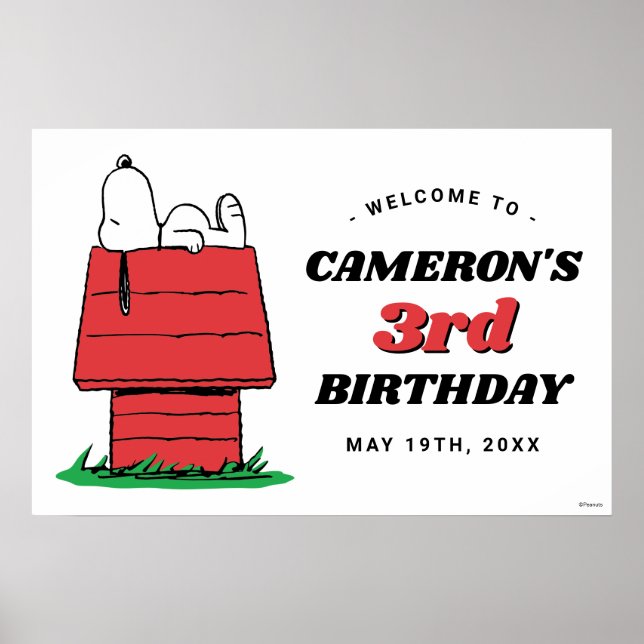 Poster Cartaz de Aniversário da Casa do Snoopy (Frente)